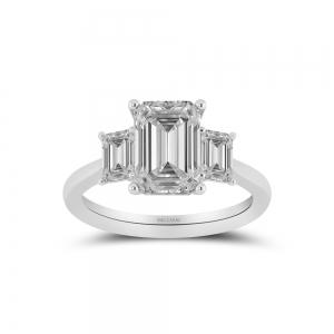 Novello Lab-grown Diamonds 3-stone Emerald-cut Bridal Ring 4 Ct. T.w. in 10K White Gold
