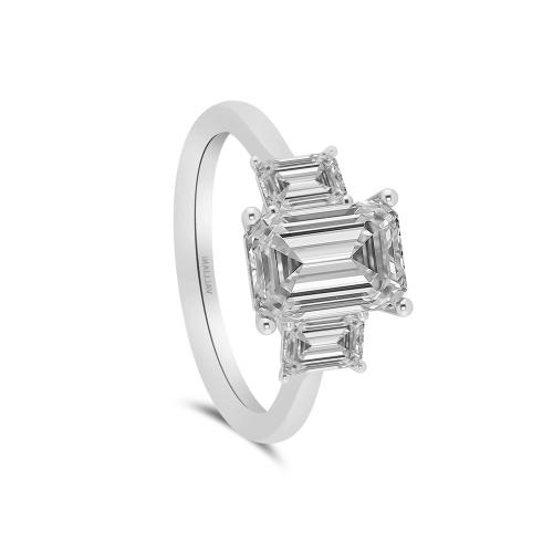 Novello Lab-grown Diamonds 3-stone Emerald-cut Bridal Ring 4 Ct. T.w. in 10K White Gold