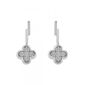 0.35 Ct. T.w. Lab-grown Diamond Clover Dangling Earrings In 14Kt White Gold