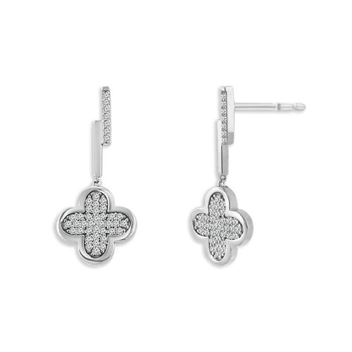0.35 Ct. T.w. Lab-grown Diamond Clover Dangling Earrings In 14Kt White Gold