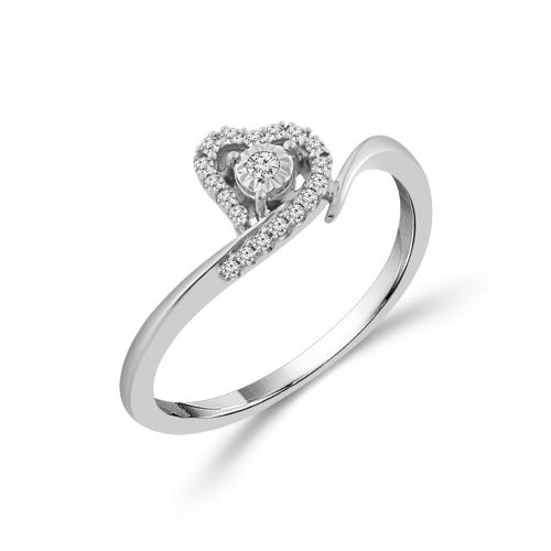Twisted Band Heart Halo Diamond Promise Ring 0.11 Ct. T.w. in 10K White Gold