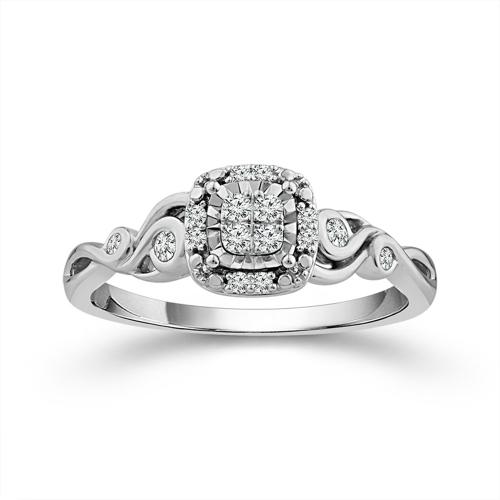 0.14 Ct. T.w. Lab-grown Diamond Cushion Halo Promise Ring In 10Kt White Gold