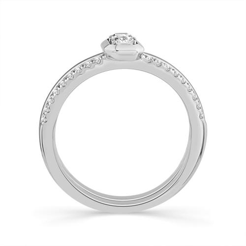 0.45 Ct. T.w. Lab-grown Diamond Round Channel Emerald Engagement Ring In 14kt White Gold