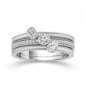 0.65 Ct. T.w. Lab-grown Diamond 3-stone Wedding Band In 14Kt White Gold