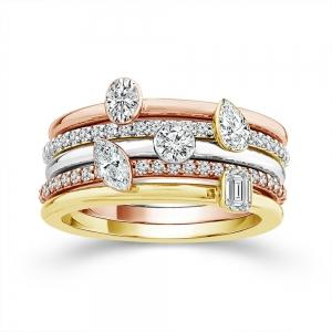 1.5 Ct. T.w. Lab-grown Diamond 5-stone Wedding Band In 14Kt White Yellow Rose Gold