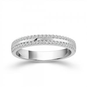 Novello Lab-grown Diamond Double Row Split Channel-Set Wedding Band 0.30 Ct. T.w. in 14K White Gold