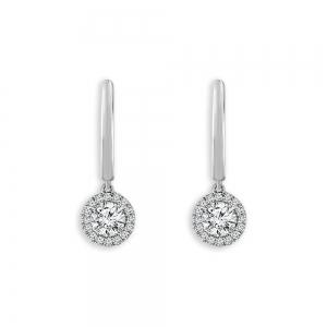 1.5 Ct. Center & 1.3 Ct. T.w. Lab-grown Diamond Halo Dangling Earrings In 14Kt White Gold