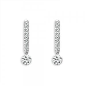 1.1 Ct. Center & 1.35 Ct. T.w. Lab-grown Diamond Princess and Round Dangling Earrings In 14Kt White Gold