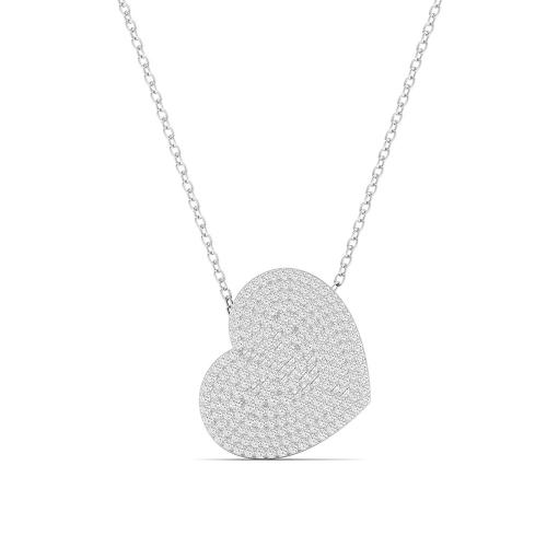 Pave Heart Pendant with Franco Chain - 1.05 Ct. T.w. in 10K White Gold