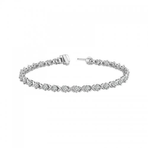 Novello Lab-grown Diamonds X-Link Tennis Bracelet - 3 Ct. T.w. in 14k White Gold