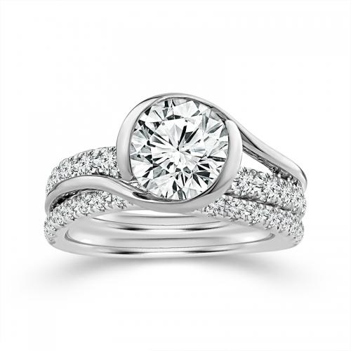 Novello Lab-grown Diamonds Bridal Set - 2.79 Ct. T.w. in 14K White Gold (IGI-certified Diamonds)