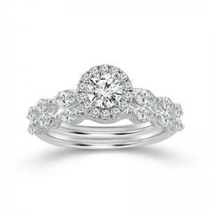 Novello Lab-grown Diamonds Round Halo Bridal Ring 1.50 Ct. T.w. in 14K White Gold