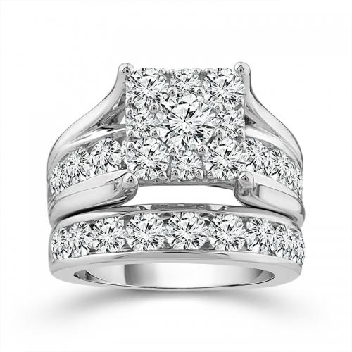 Novello Lab-grown Diamonds Round Composite Ring 4.10 Ct. T.w. in 14K White Gold