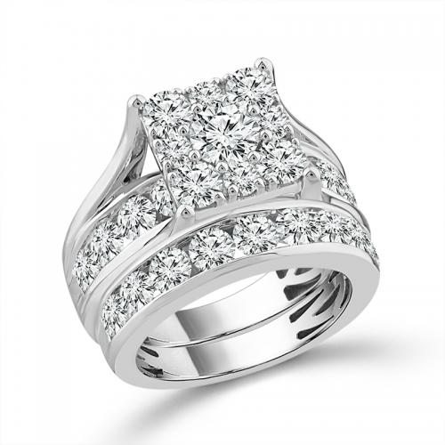 Novello Lab-grown Diamonds Round Composite Ring 4.10 Ct. T.w. in 14K White Gold