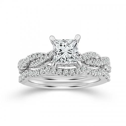 Novello Lab-grown Diamonds Princess-cut Infinity Bridal Set 1.25 Ct. T.w. in 14K White Gold