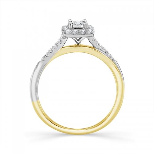 Novello Lab-grown Diamonds Halo Promise Ring - 0.35 Ct. T.w. in 10K Yellow Gold (IGI-certified Diamonds)