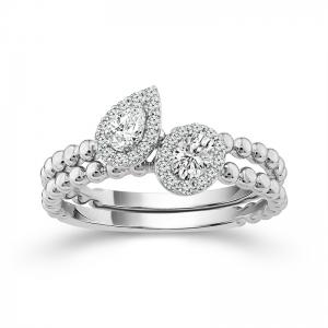 Novello Lab-grown Diamonds Pear and Oval Engagement Ring 0.50 Ct. T.w. in 14K White Gold