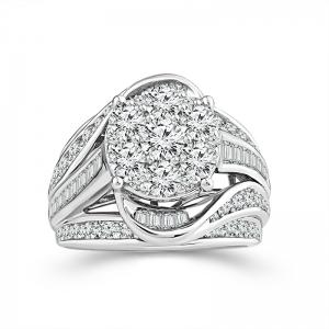 Novello Lab-grown Diamonds Flower Composite-set Ring 3.05 Ct. T.w. in 14K White Gold