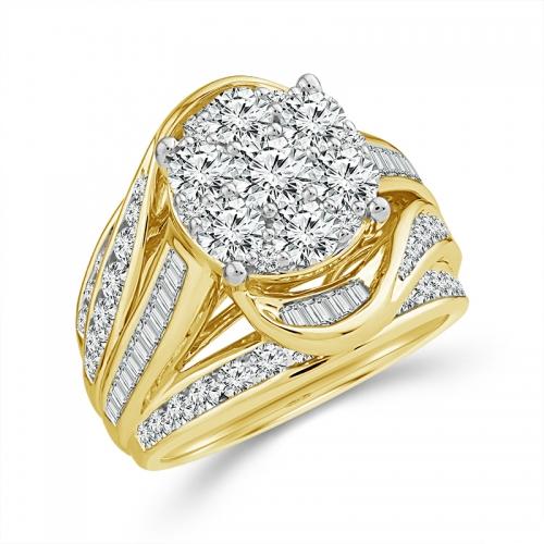 Novello Lab-grown Diamonds Flower Composite-set Ring 3.05 Ct. T.w. in 14K Yellow Gold