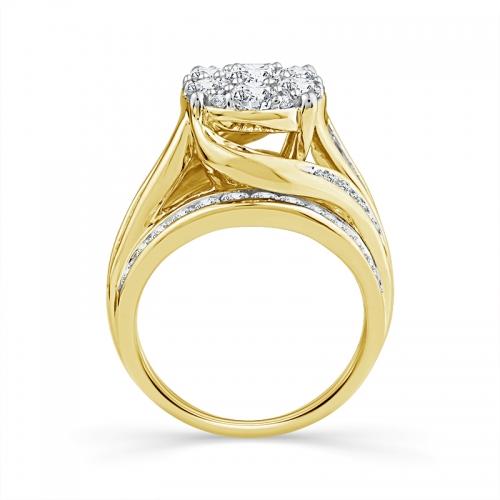 Novello Lab-grown Diamonds Flower Composite-set Ring 3.05 Ct. T.w. in 14K Yellow Gold