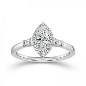 Novello Lab-grown Diamonds Marquise Bridal Ring 0.80 Ct. T.w. in 14K White Gold