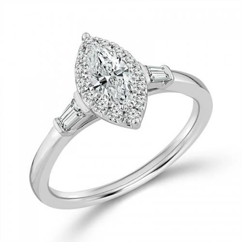 Novello Lab-grown Diamonds Marquise Bridal Ring 0.80 Ct. T.w. in 14K White Gold