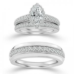 Novello Lab-grown Diamonds Marquise Trio Set 1 Ct. T.w. in 14K White Gold