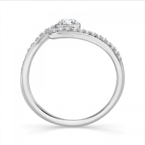 Novello Lab-grown Diamonds Pear Halo Bypass Bridal Ring - 0.60 Ct. T.w. in 14k White Gold