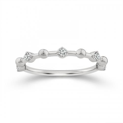 Novello Lab-grown Diamonds Station-style Round Wedding Band - 0.12 Ct. T.w. in 14k White Gold