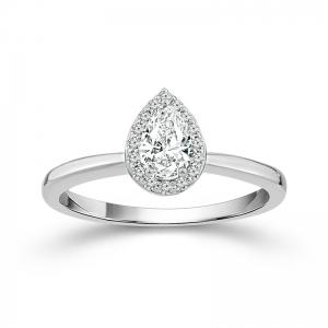 Novello Lab-grown Diamonds Pear Halo Bridal Ring 0.60 Ct. T.w. in 14K White Gold