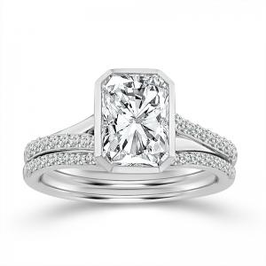 Novello Lab-grown Diamonds Radiant-cut Bridal Set - 2.54 Ct. T.w. in 14K White Gold (IGI-certified Diamonds)