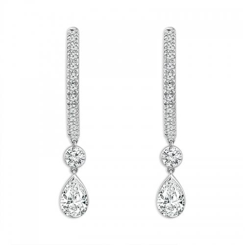 Novello Lab-grown Diamonds Pear Dangling Earrings 1.95 Ct. T.w. in 14K White Gold