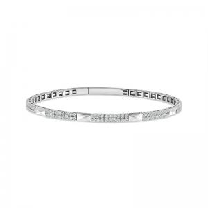 Novello Lab-grown Diamonds Geometric Pave Bangle 1.05 Ct. T.w. in 14K White Gold