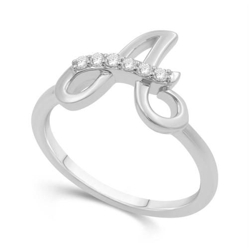 Love Spell Lab-grown Diamonds Letter A Initial Ring 0.10 Ct. T.w. in Sterling Silver