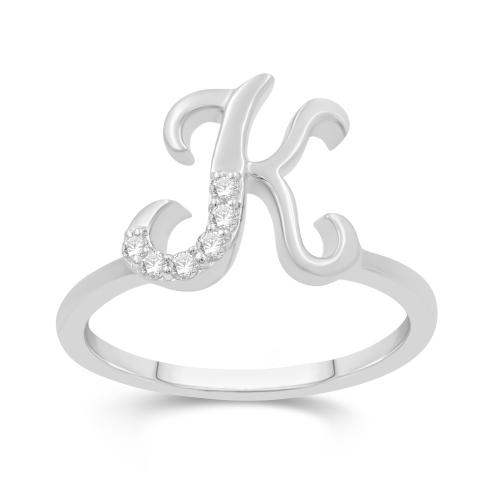 Love Spell Lab-grown Diamonds Letter K Initial Ring 0.10 Ct. T.w. in Sterling Silver