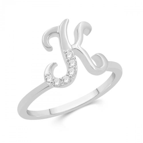 Love Spell Lab-grown Diamonds Letter K Initial Ring 0.10 Ct. T.w. in Sterling Silver