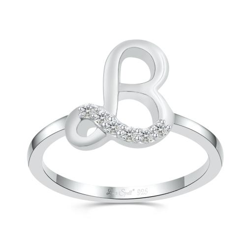Love Spell Lab-grown Diamonds Letter B Initial Ring 0.10 Ct. T.w. in Sterling Silver