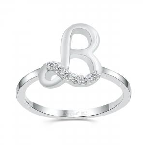 Love Spell Lab-grown Diamonds Letter B Initial Ring 0.10 Ct. T.w. in Sterling Silver