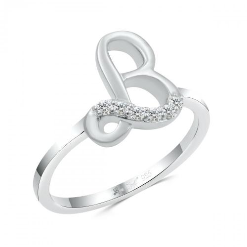 Love Spell Lab-grown Diamonds Letter B Initial Ring 0.10 Ct. T.w. in Sterling Silver