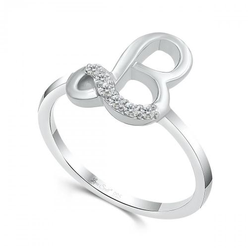 Love Spell Lab-grown Diamonds Letter B Initial Ring 0.10 Ct. T.w. in Sterling Silver