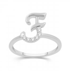 Love Spell Lab-grown Diamonds Letter F Initial Ring 0.10 Ct. T.w. in Sterling Silver