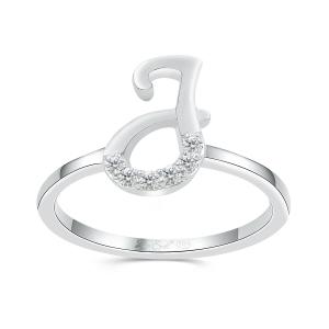Love Spell Lab-grown Diamonds Letter J Initial Ring 0.10 Ct. T.w. in Sterling Silver