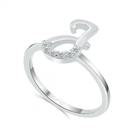 Love Spell Lab-grown Diamonds Letter J Initial Ring 0.10 Ct. T.w. in Sterling Silver