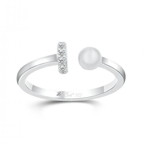 Love Spell Lab-grown Diamonds Ball and Bar Open Shank Band 0.06 Ct. T.w. in Sterling Silver
