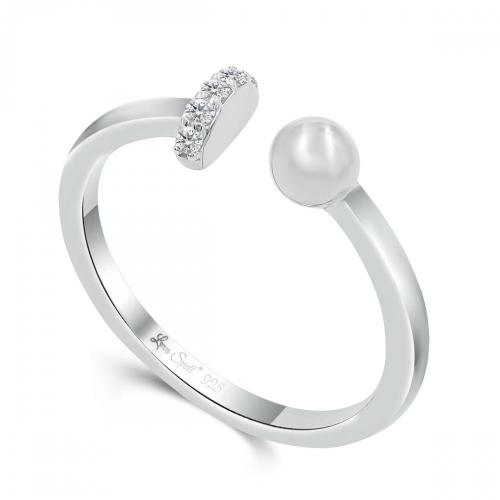 Love Spell Lab-grown Diamonds Ball and Bar Open Shank Band 0.06 Ct. T.w. in Sterling Silver