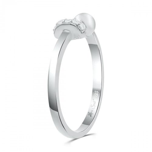 Love Spell Lab-grown Diamonds Ball and Bar Open Shank Band 0.06 Ct. T.w. in Sterling Silver