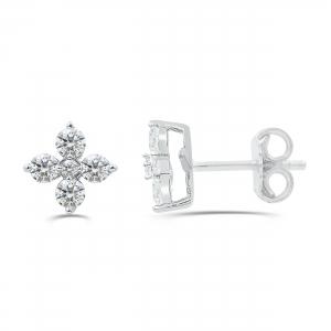 Love Spell Lab-grown Diamonds Flower Studs 0.50 Ct. T.w. in Sterling Silver
