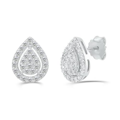 Love Spell Lab-grown Diamonds Pear Halo Studs 0.50 Ct. T.w. in Sterling Silver