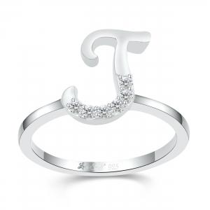Love Spell Lab-grown Diamonds Letter J Initial Ring 0.10 Ct. T.w. in Sterling Silver