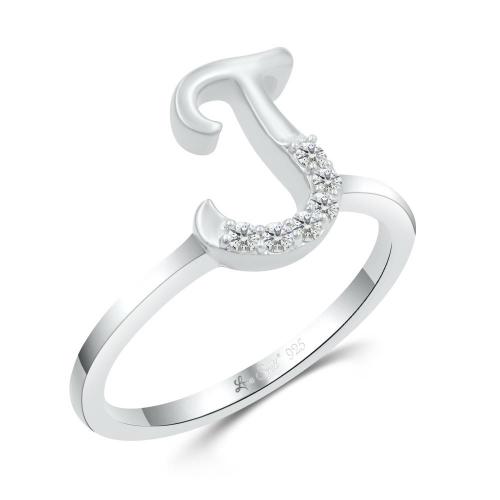 Love Spell Lab-grown Diamonds Letter J Initial Ring 0.10 Ct. T.w. in Sterling Silver